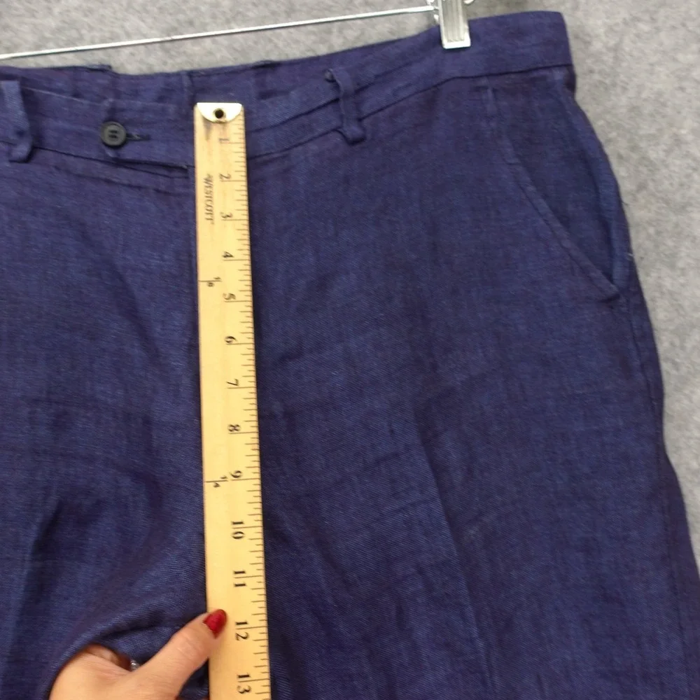 Italian European Linen Pants Mens XXL Blue Cuffed Trousers Summer PEPITOS 39x31